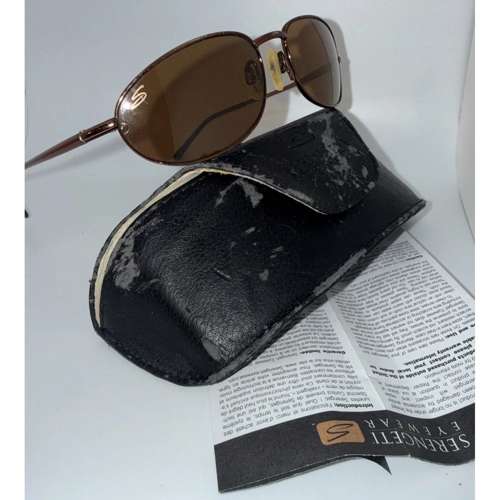 Serengeti Pergulla Authentic VTG C6877 Wrap Sunglasses Polarized & Leather Case